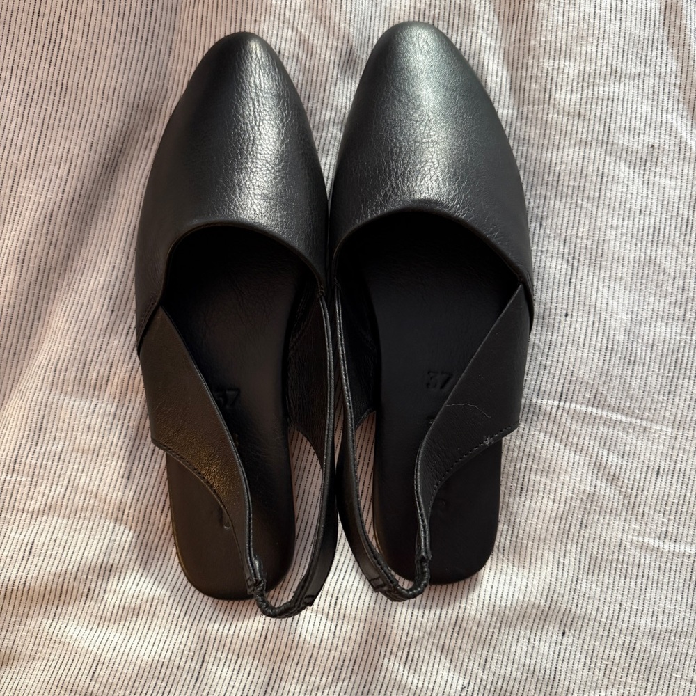 St. Agni Aleta Black Slingback Leather Mules - Picture 6 of 7